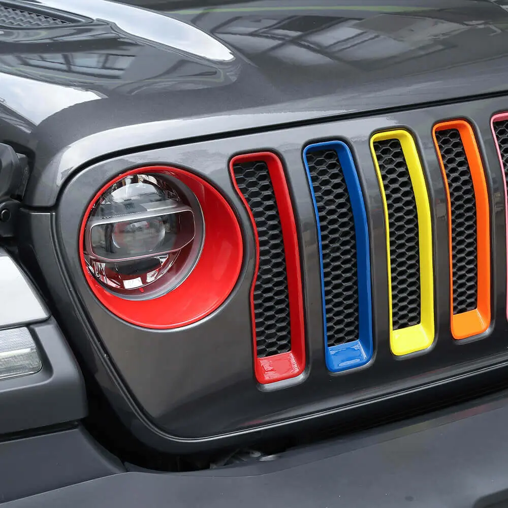 For 2018-2023 Jeep Wrangler JL Sport 7 Colors Grille Inserts & Headlight Bezels Trim(Does Not Fit 4XE Variants) - Image 6