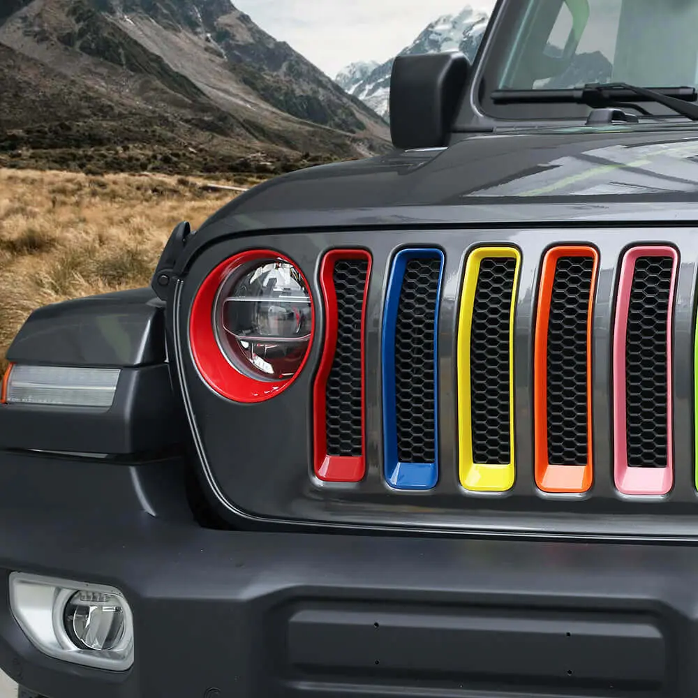 For 2018-2023 Jeep Wrangler JL Sport 7 Colors Grille Inserts & Headlight Bezels Trim(Does Not Fit 4XE Variants) - Image 7