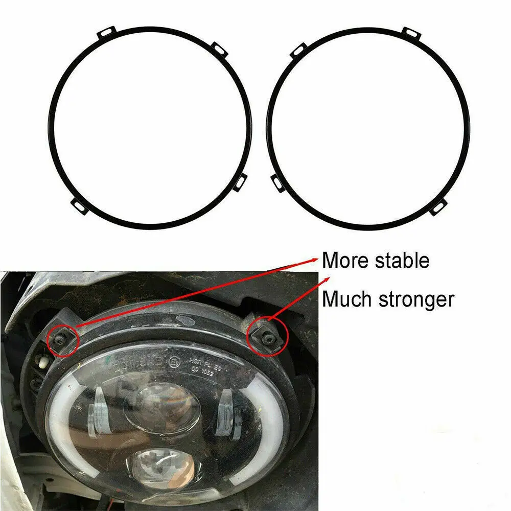 For 2007-2018 Jeep Wrangler JK 7'' Headlight Mounting Bracket Ring Trim Bezel - Image 11