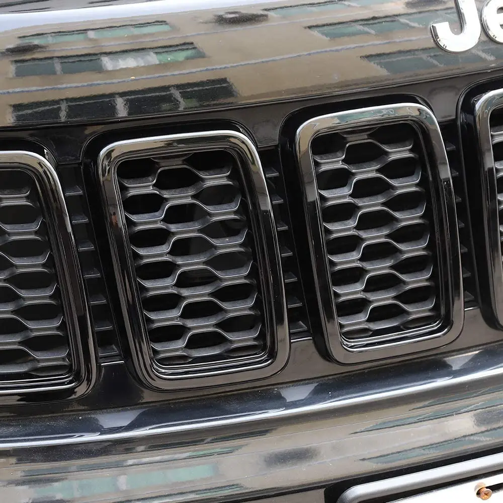 For 2017-2021 Jeep Grand Cherokee WK2 Front Grille Mesh Inserts Rings Covers Kit (Not fit for SRT, Trackhawk) - Image 5