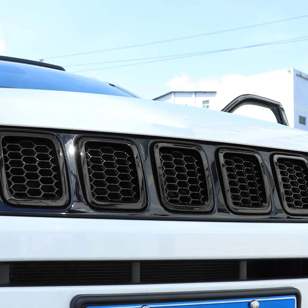 For 2017-2020 Jeep Compass 7pcs Front Grille Insert Mesh Cover Trim Bezels - Image 6