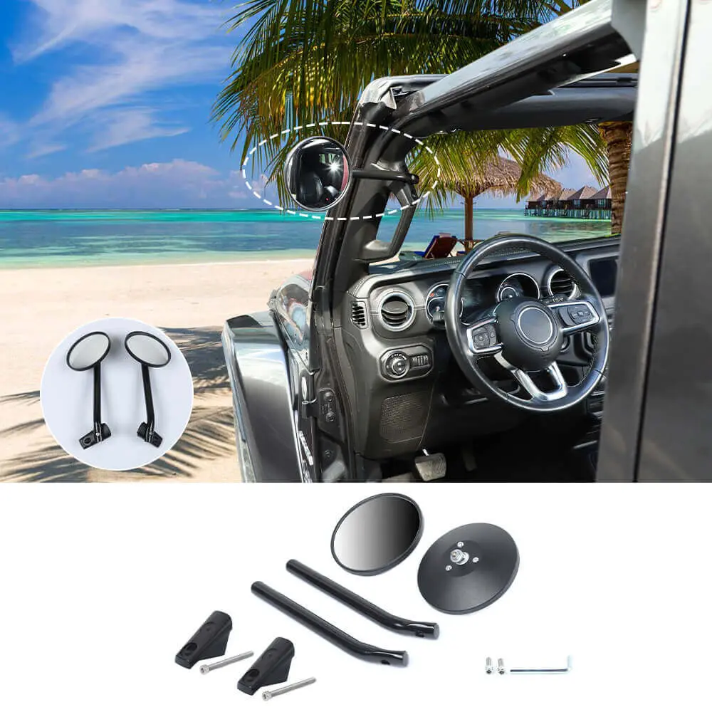 For 2018-2023 Jeep Wrangler JL & Gladiator JT A-Pillar Grab Handle Rear View Mirrors