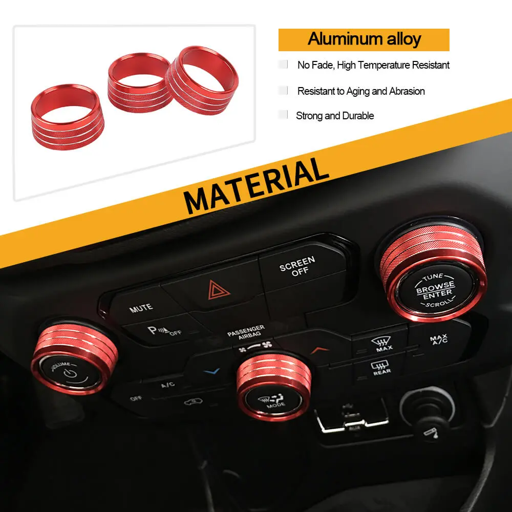 For 2018+ Jeep Renegade Air Condition Audio CD Adjustment Switch Knob Cover Trim - Image 4