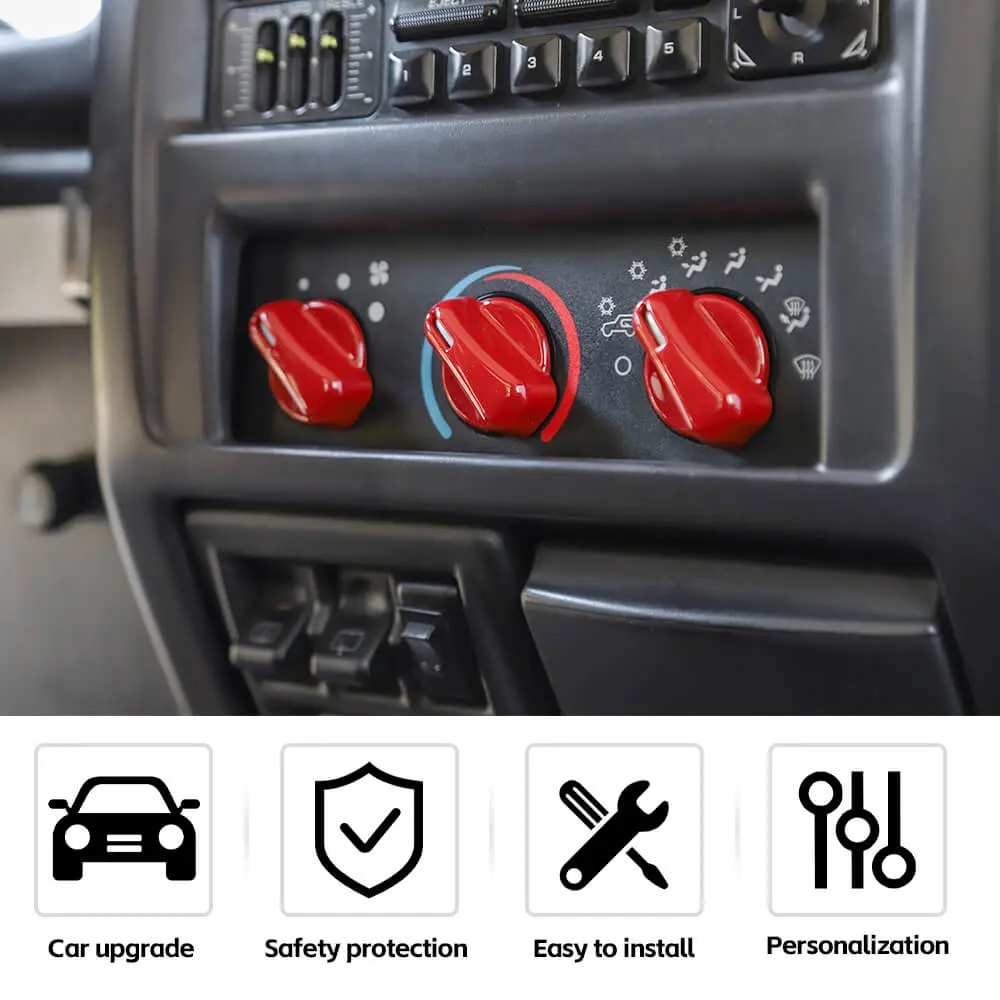 For 1997-2006 Jeep Wrangler TJ Air Condition Switch Button Knob Decor Trim Cover - Image 6