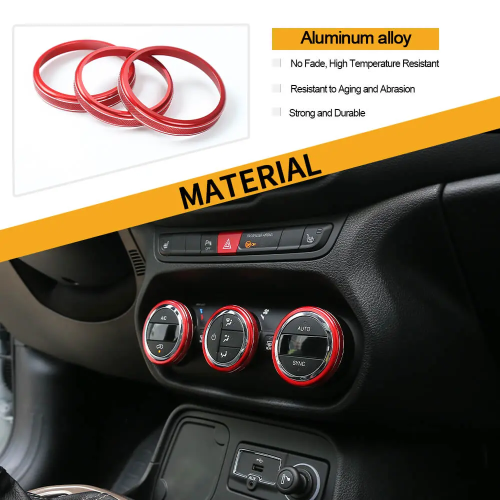 For 2015-2017 Jeep Renegade Air Condition Vent Adjustment Switch Knob Trim Ring - Image 5
