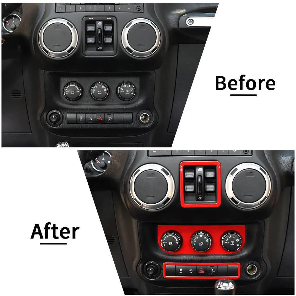 For 2011-18 Jeep Wrangler JK Air Conditioner Emergency Light Switch Trim Frame - Image 2