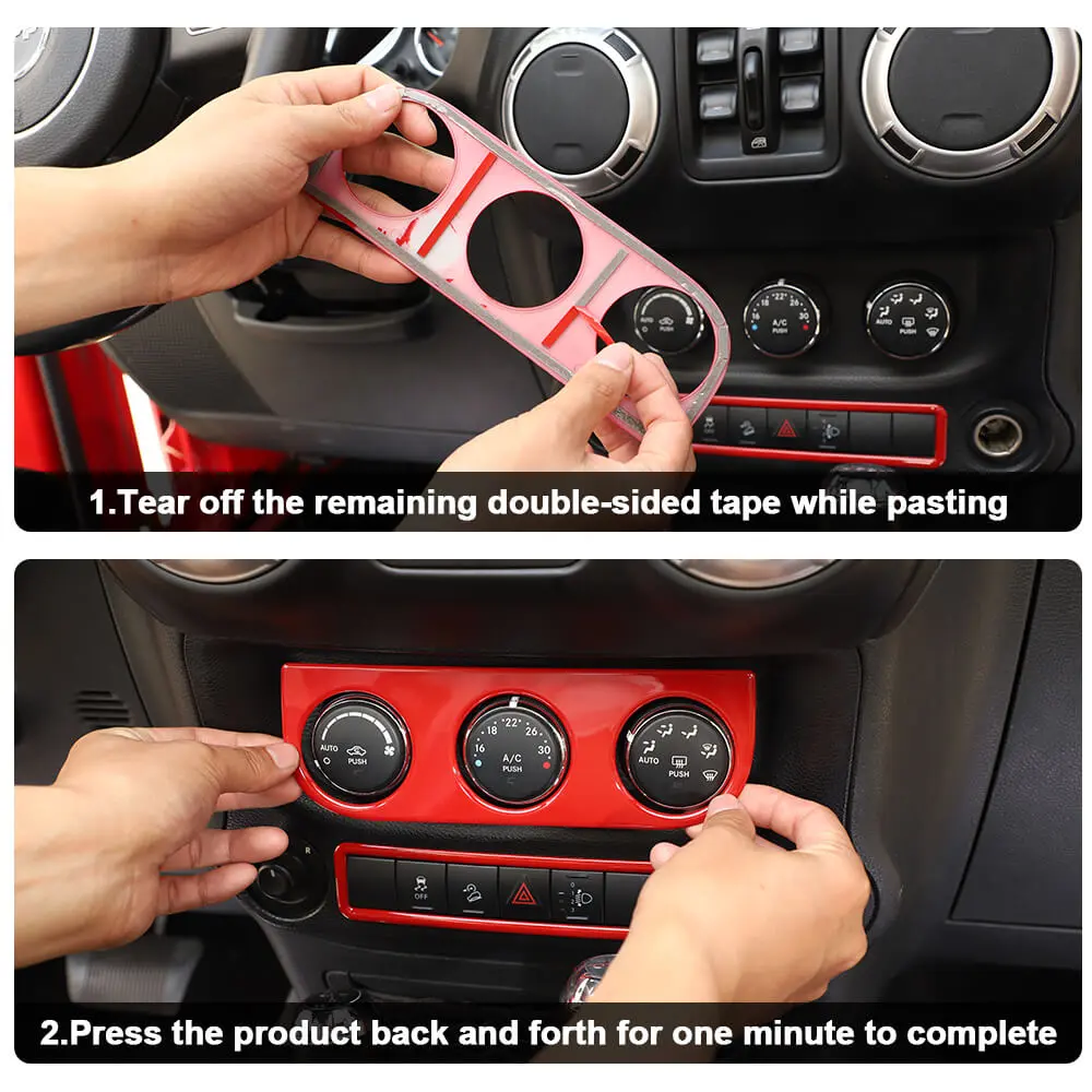 For 2011-18 Jeep Wrangler JK Air Conditioner Emergency Light Switch Trim Frame - Image 5
