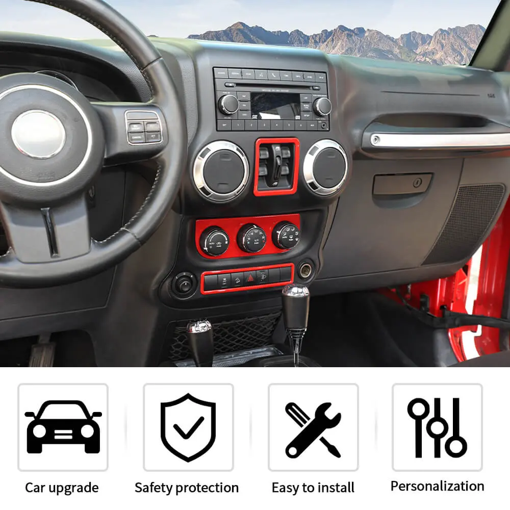 For 2011-18 Jeep Wrangler JK Air Conditioner Emergency Light Switch Trim Frame - Image 6