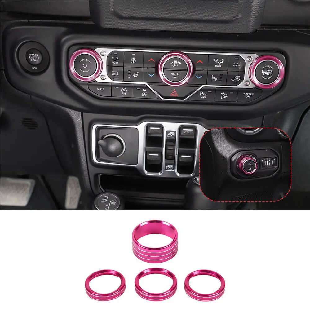 For 2018+ Jeep Wrangler JL JLU & Gladiator JT A/C & Headlight Switch Knob Trim – Aluminum Alloy Accent Rings - Image 14