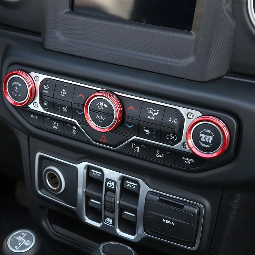 For 2018+ Jeep Wrangler JL JLU & Gladiator JT A/C & Headlight Switch Knob Trim – Aluminum Alloy Accent Rings - Image 4