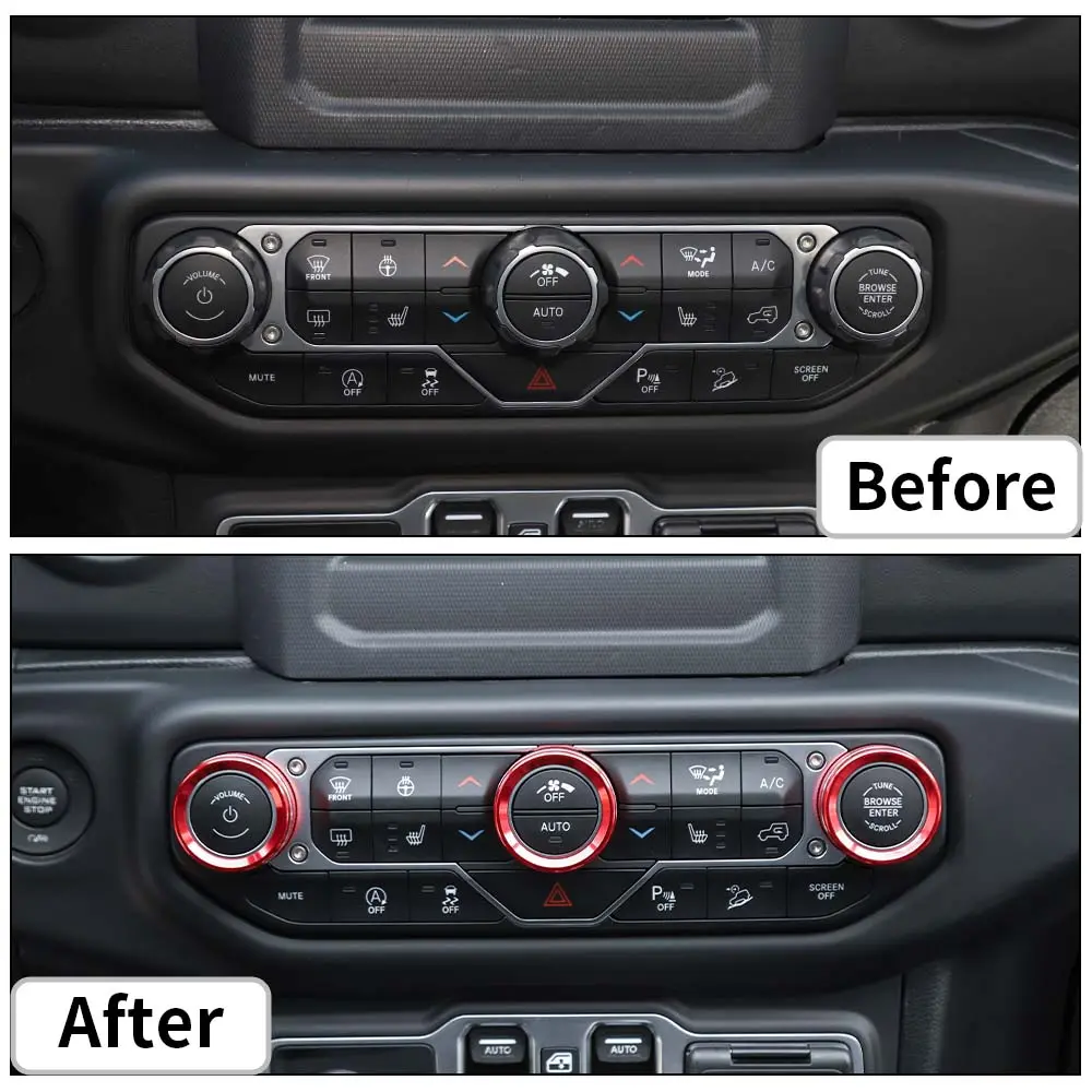 For 2018+ Jeep Wrangler JL JLU & Gladiator JT Air Conditioner Switch Knob Cover Trim - Style B - Image 3