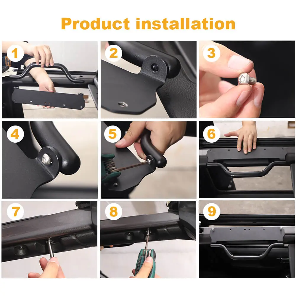 For 2018+ Jeep Wrangler JL Gladiator JT Alloy/Iron Car Roof Hard Top Grab Handles - Image 5