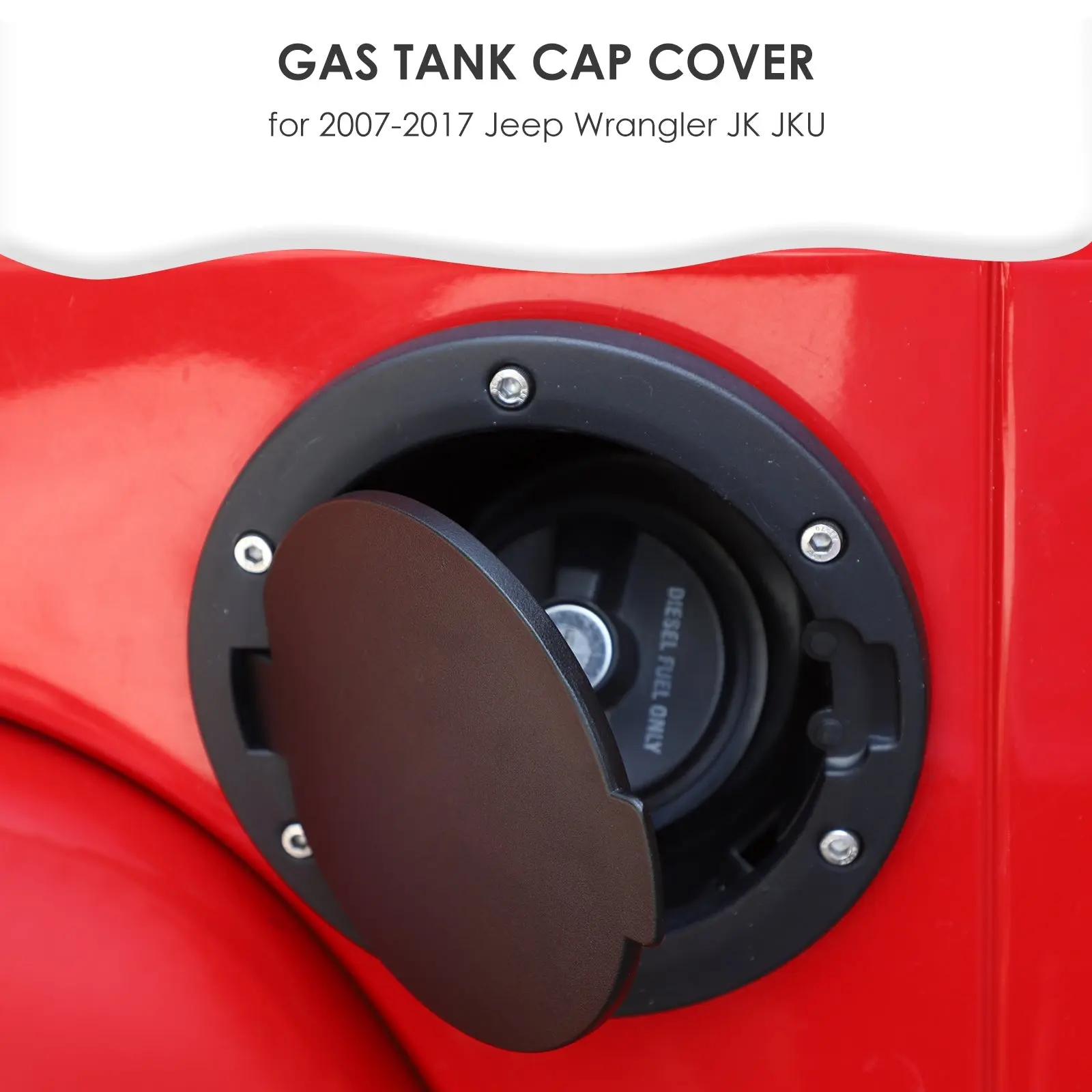 For 2007-2018 Jeep Wrangler JK JKU Gas Cap Fuel Filler Door Cover (Black) - Image 4