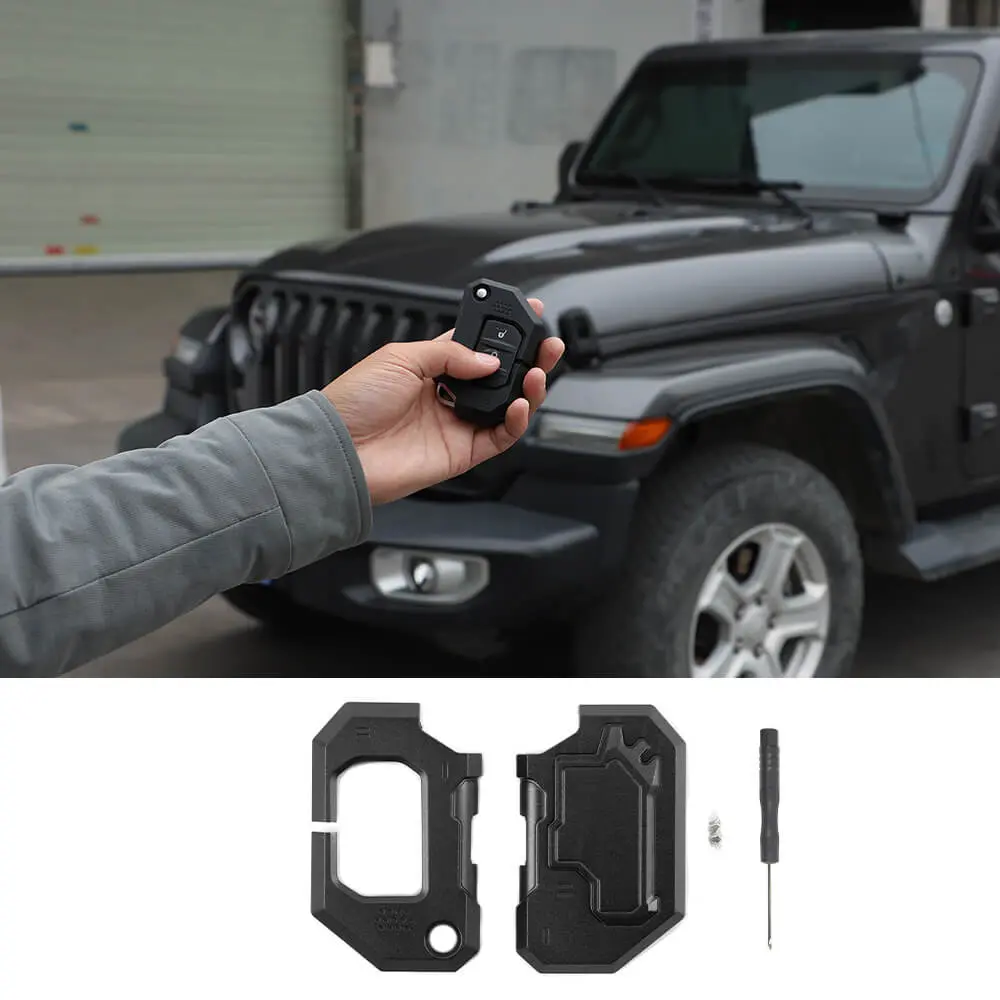 For 2018+ Jeep Wrangler JL & Gladiator JT Aluminum Key Fob Cover Case Protector Shell Trim