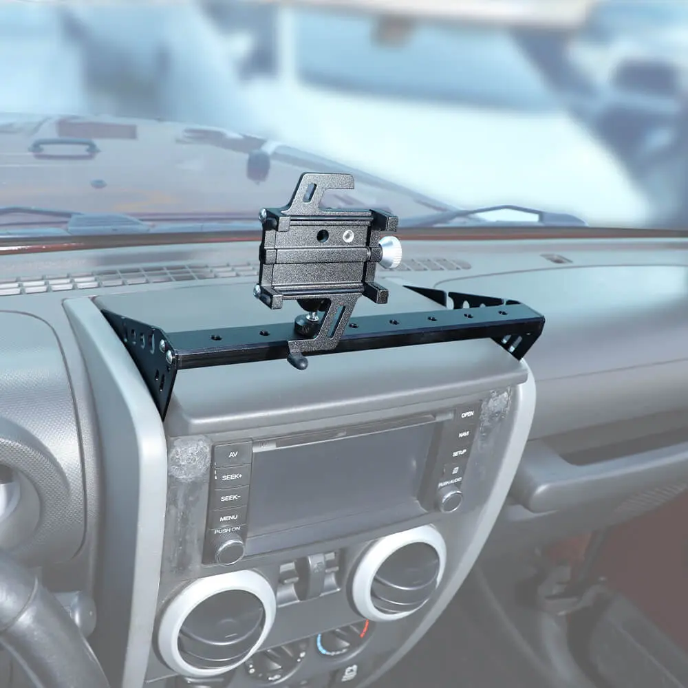 For 2007-2010 Jeep Wrangler JK JKU Black Aluminum Multi-function Mobile Phone Holder Mount Stand - Image 4