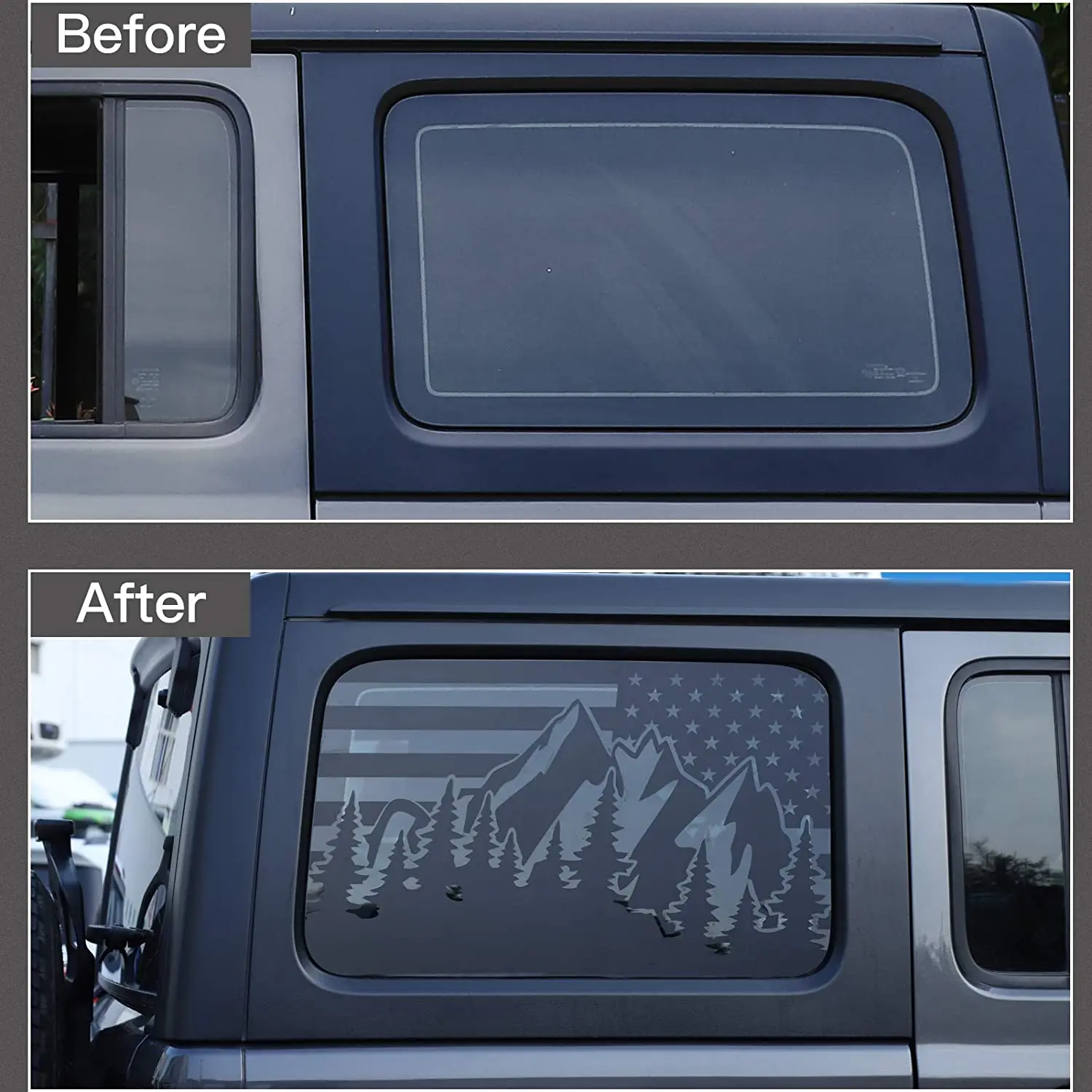 For 2018+ Jeep Wrangler JLU 4 Door Rear Window Stickers American Flag Decals - Image 4