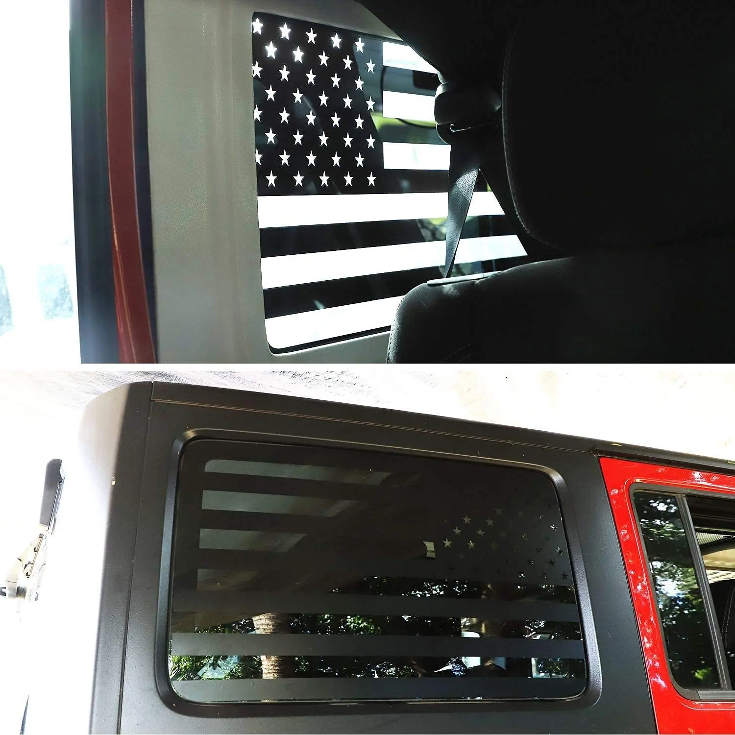 For 2011-2018 Jeep Wrangler JKU Rear Window Sticker Decal , American Flag - Image 3