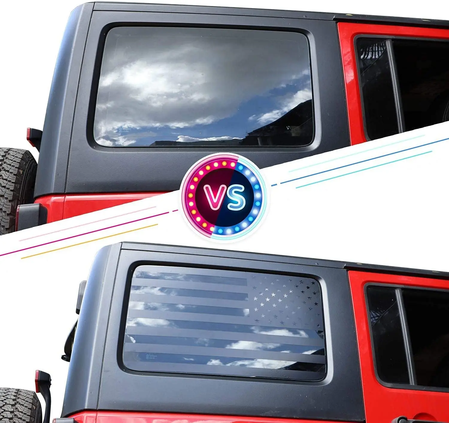 For 2011-2018 Jeep Wrangler JKU Rear Window Sticker Decal , American Flag - Image 4