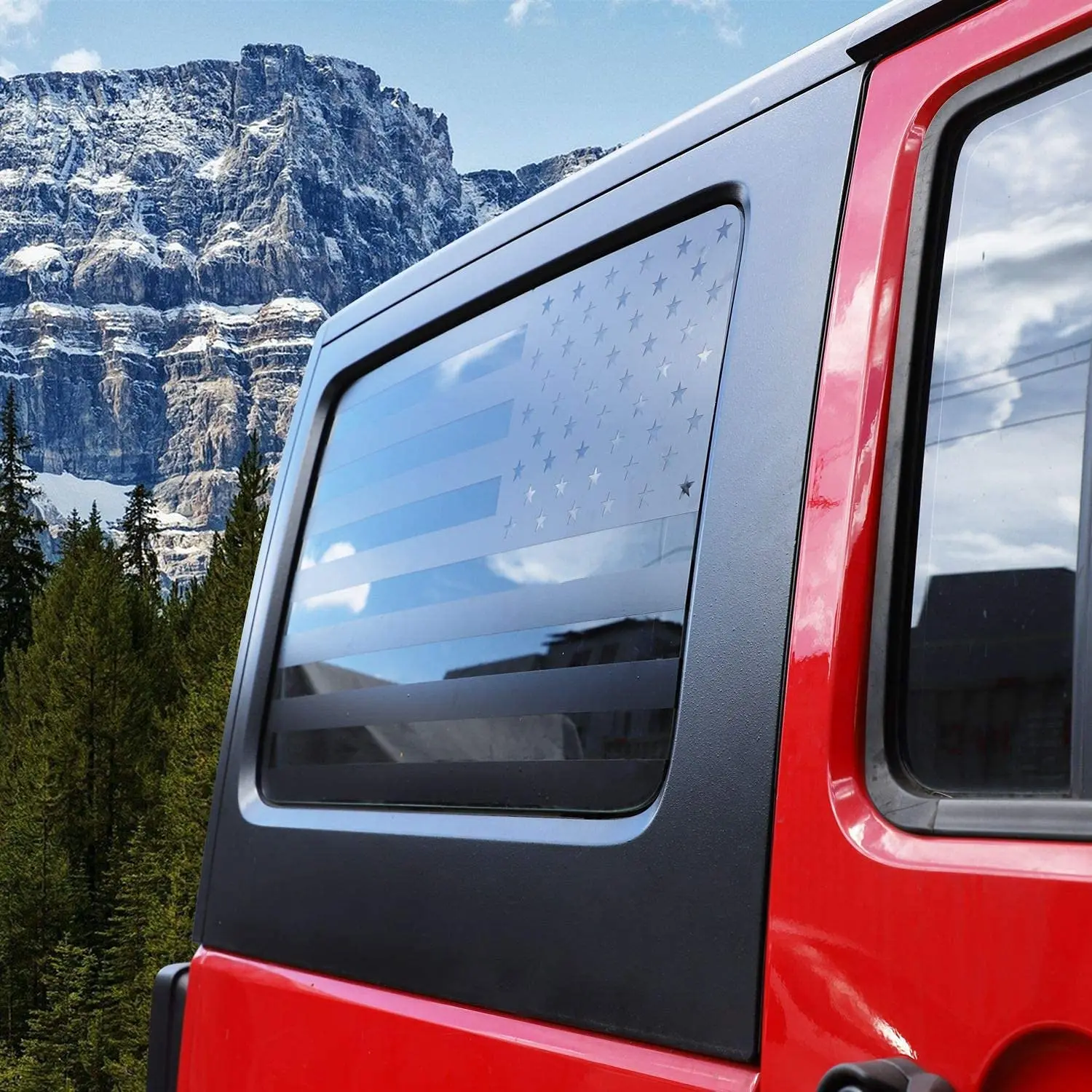 For 2011-2018 Jeep Wrangler JKU Rear Window Sticker Decal , American Flag - Image 5