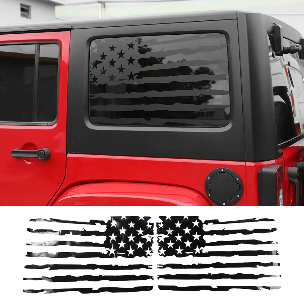 For 2011-2018 Jeep Wrangler JKU Rear Window Sticker Decal , American Flag - Image 7