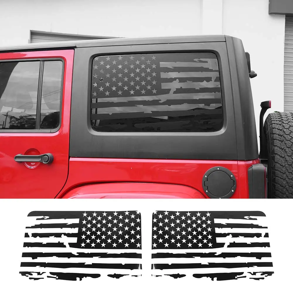 For 2011-2018 Jeep Wrangler JKU Rear Window Sticker Decal , American Flag - Image 8