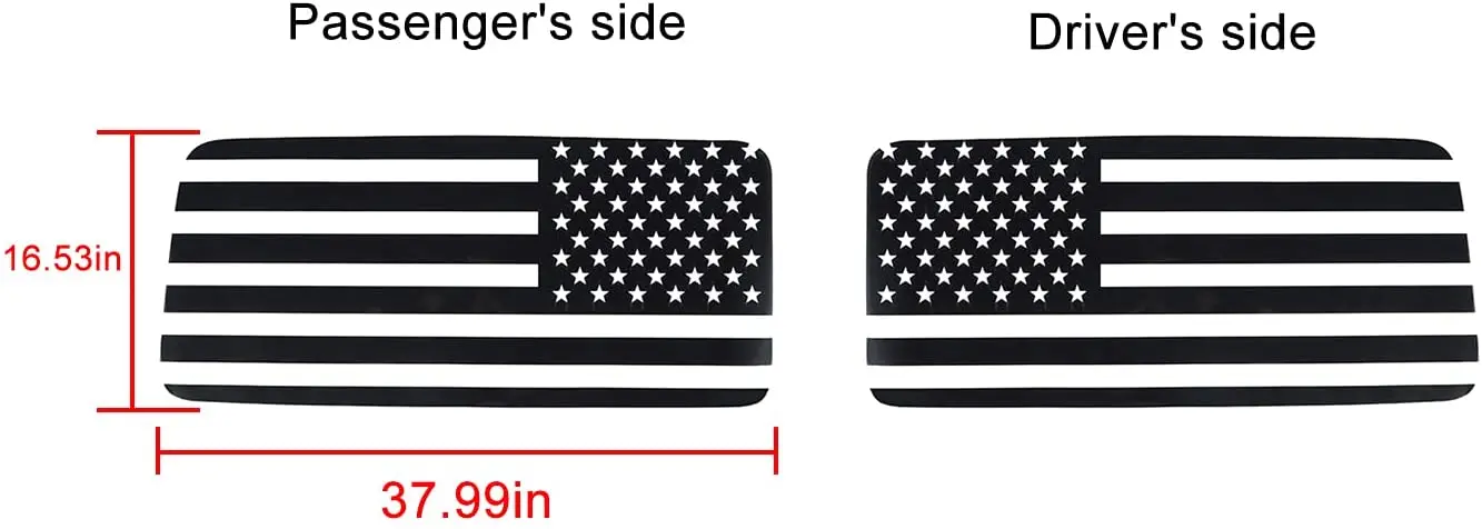 For 2018+ Jeep Wrangler JL 2 Door  American Flag Window Decals Vinyl Rear Window Stickers - Image 2