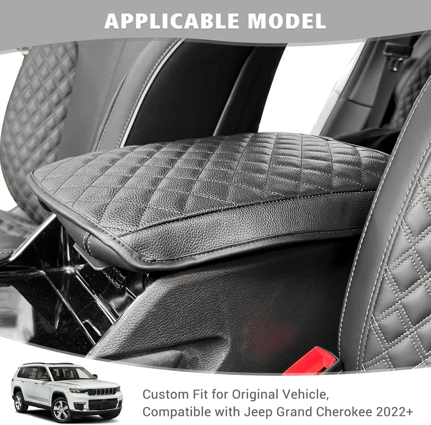 For 2022+ Jeep Grand Cherokee Center Console Armrest Pad Cover – Leather Protective Lid Cover - Image 3
