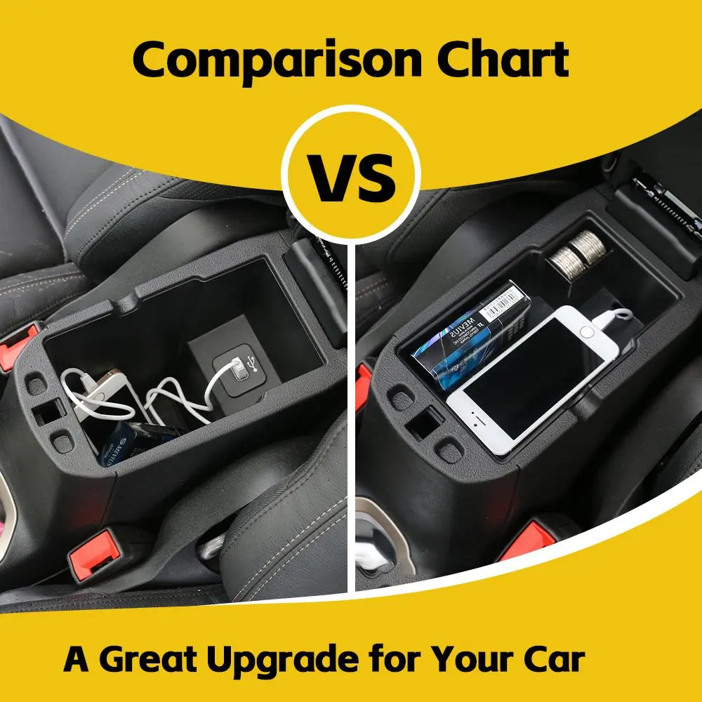 For 2015+ Jeep Renegade Armrest Storage Tray Center Console Storage Box Organizer Black - Image 2
