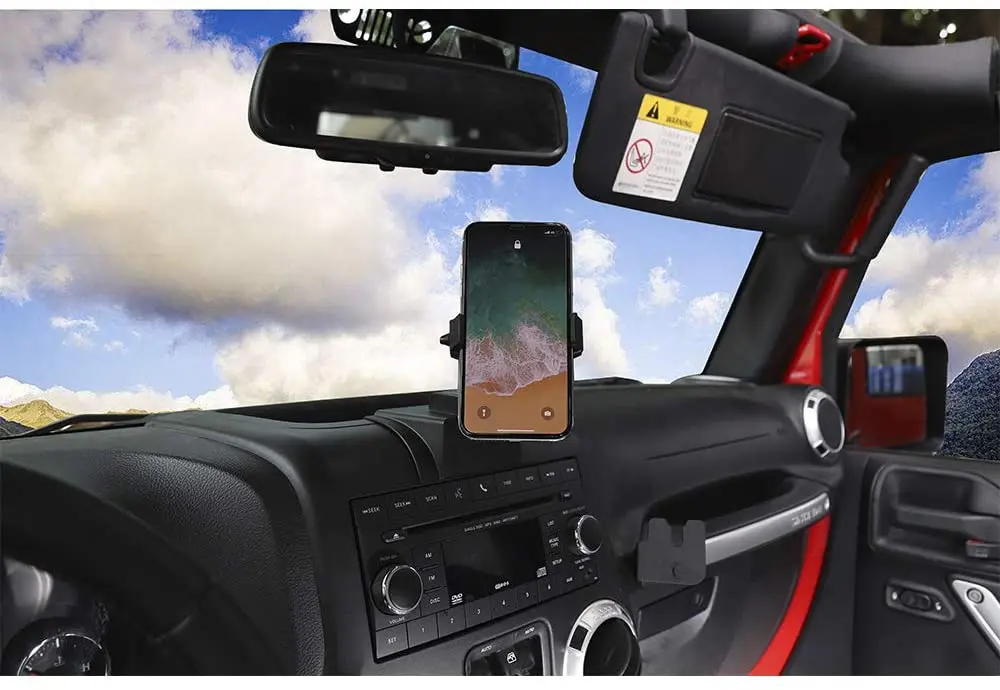 For 2011-2018 Jeep Wrangler JK JKU Automotive Dashboard Car Windshield Cell Phone Holder Mounting Kit - Image 3