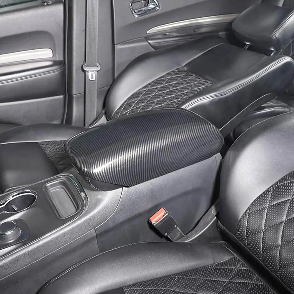 For 2011-2021 Jeep Grand Cherokee WK2 Black Carbon Fiber Central Armrest Box Panel Cover Trim - Image 3