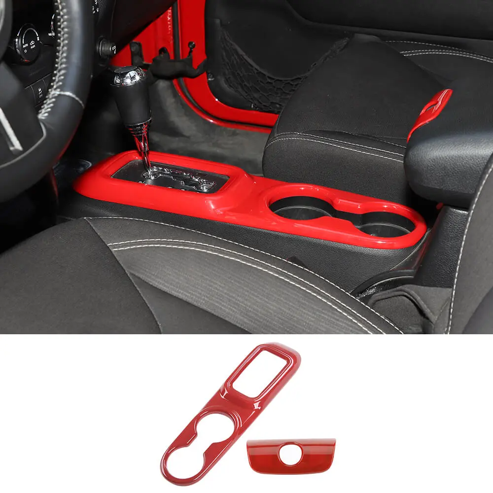 For 2011-2018 Jeep Wrangler JK JKU Cup Holder Panel & Armrest Storage Central Key Cover Trim - Image 9