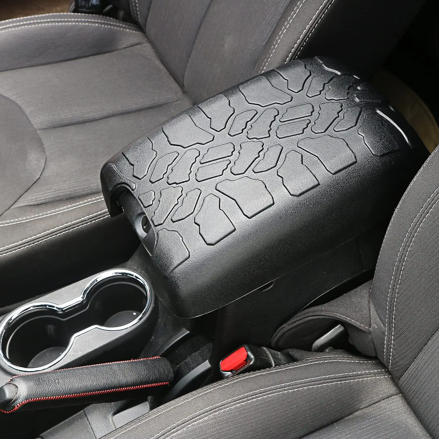 For 2011-2018 Jeep Wrangler JK JKU Black Center Console Armrest box Pet Pad Crack Pattern Surface Waterproof Rubber Pad Cover - Image 3