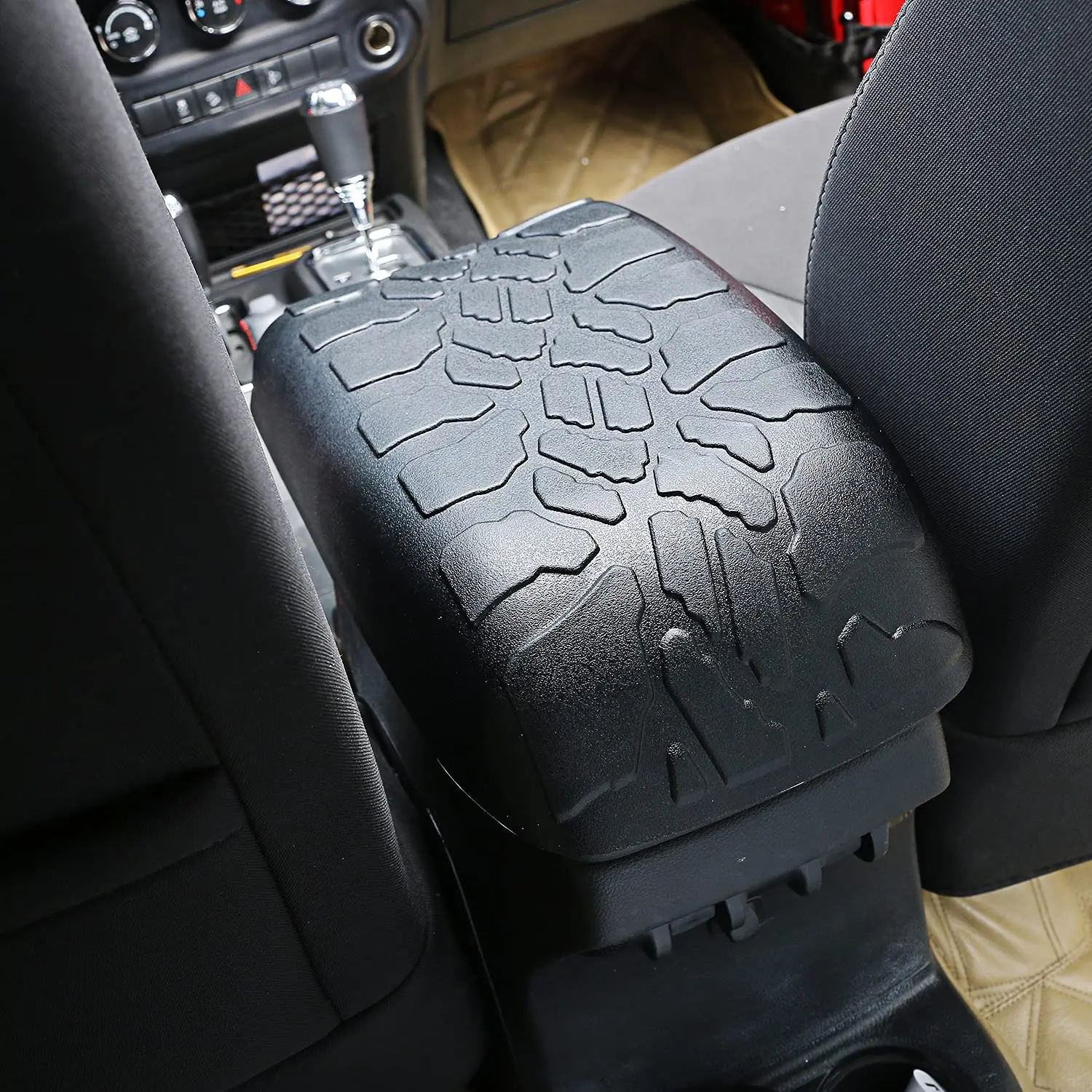 For 2011-2018 Jeep Wrangler JK JKU Black Center Console Armrest box Pet Pad Crack Pattern Surface Waterproof Rubber Pad Cover - Image 5