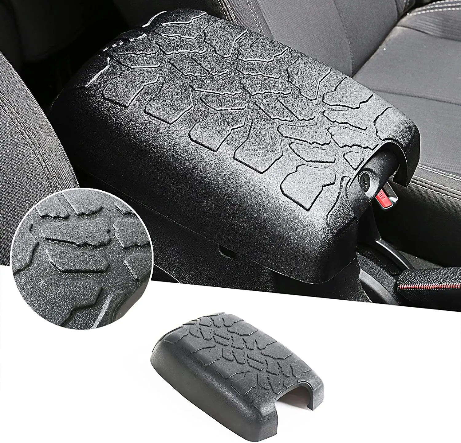 For 2011-2018 Jeep Wrangler JK JKU Black Center Console Armrest box Pet Pad Crack Pattern Surface Waterproof Rubber Pad Cover - Image 7
