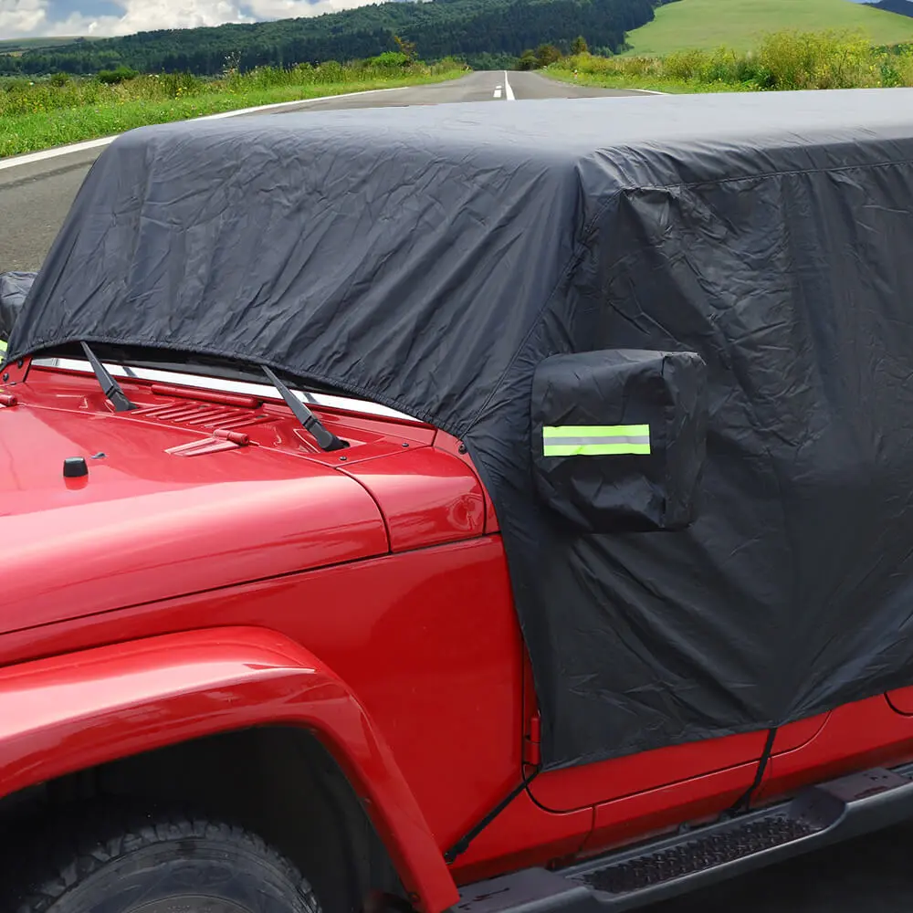 For 2007+ Jeep Wrangler JKU JLU 4Door Black Outdoor Waterproof Cab Car Cover - Image 4