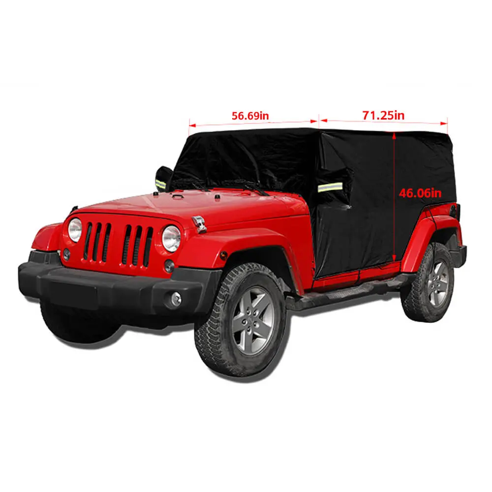 For 2007+ Jeep Wrangler JKU JLU 4Door Black Outdoor Waterproof Cab Car Cover - Image 7
