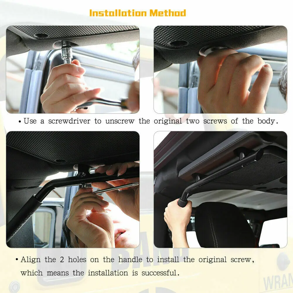 For 2007-2018 Jeep Wrangler JKU 4-Door Black Rear Grab Handles Roll Bar(Aluminum Alloy) - Image 5
