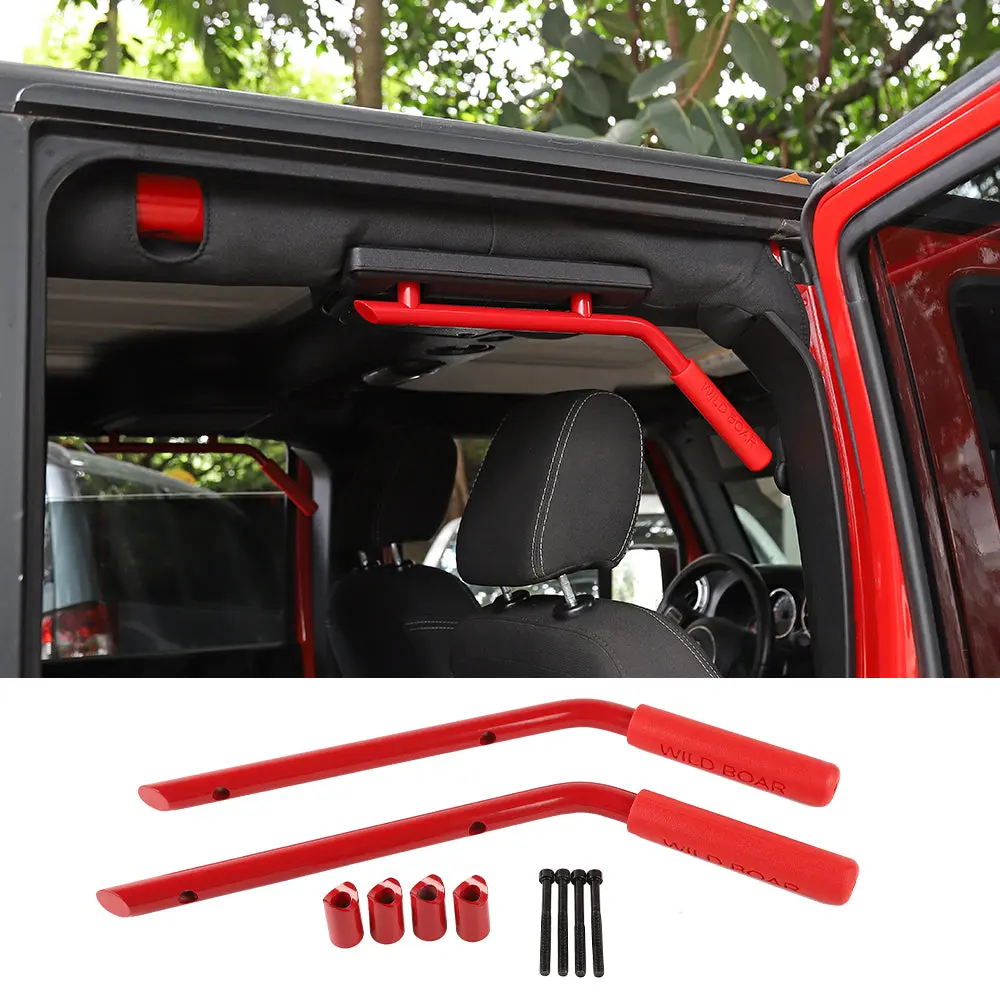 For 2007-2018 Jeep Wrangler JKU 4-Door Black Rear Grab Handles Roll Bar(Aluminum Alloy) - Image 8