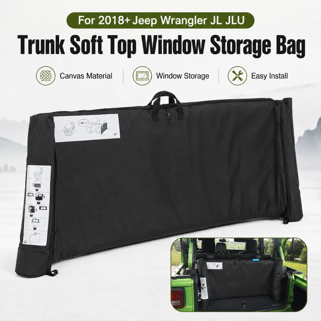 For 2018+ Jeep Wrangler JL JLU Trunk Soft Top Window Storage Bag