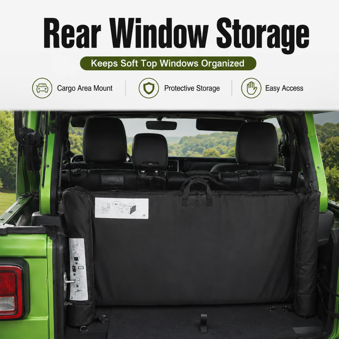For 2018+ Jeep Wrangler JL JLU Trunk Soft Top Window Storage Bag - Image 2