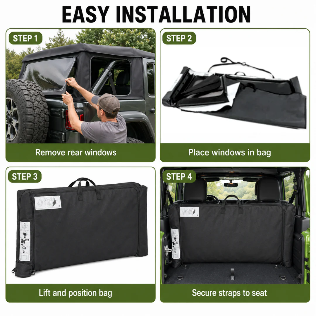 For 2018+ Jeep Wrangler JL JLU Trunk Soft Top Window Storage Bag - Image 4