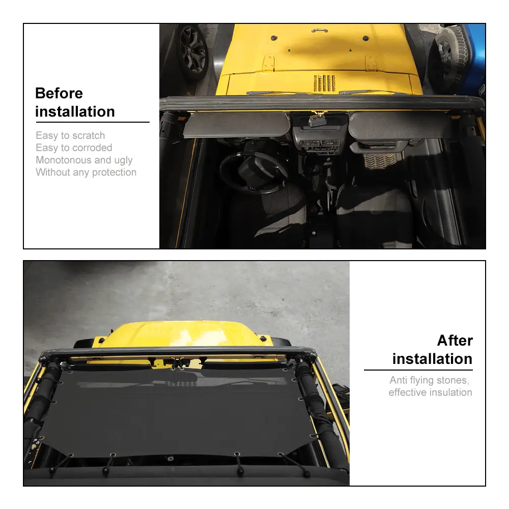 For 1997-2006 Jeep Wrangler TJ Half-Length Mesh Bikini Top Sunshade – UV Protection Soft Roof Cover - Image 2