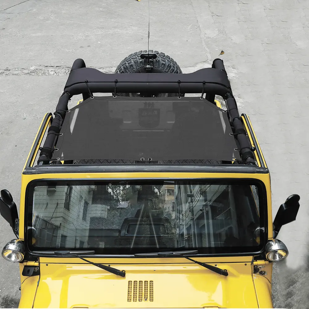 For 1997-2006 Jeep Wrangler TJ Half-Length Mesh Bikini Top Sunshade – UV Protection Soft Roof Cover - Image 4