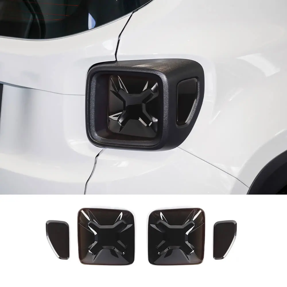 For 2015+ Jeep Renegade Smoked Rear Tail Light Guards Trim Cover Blackened