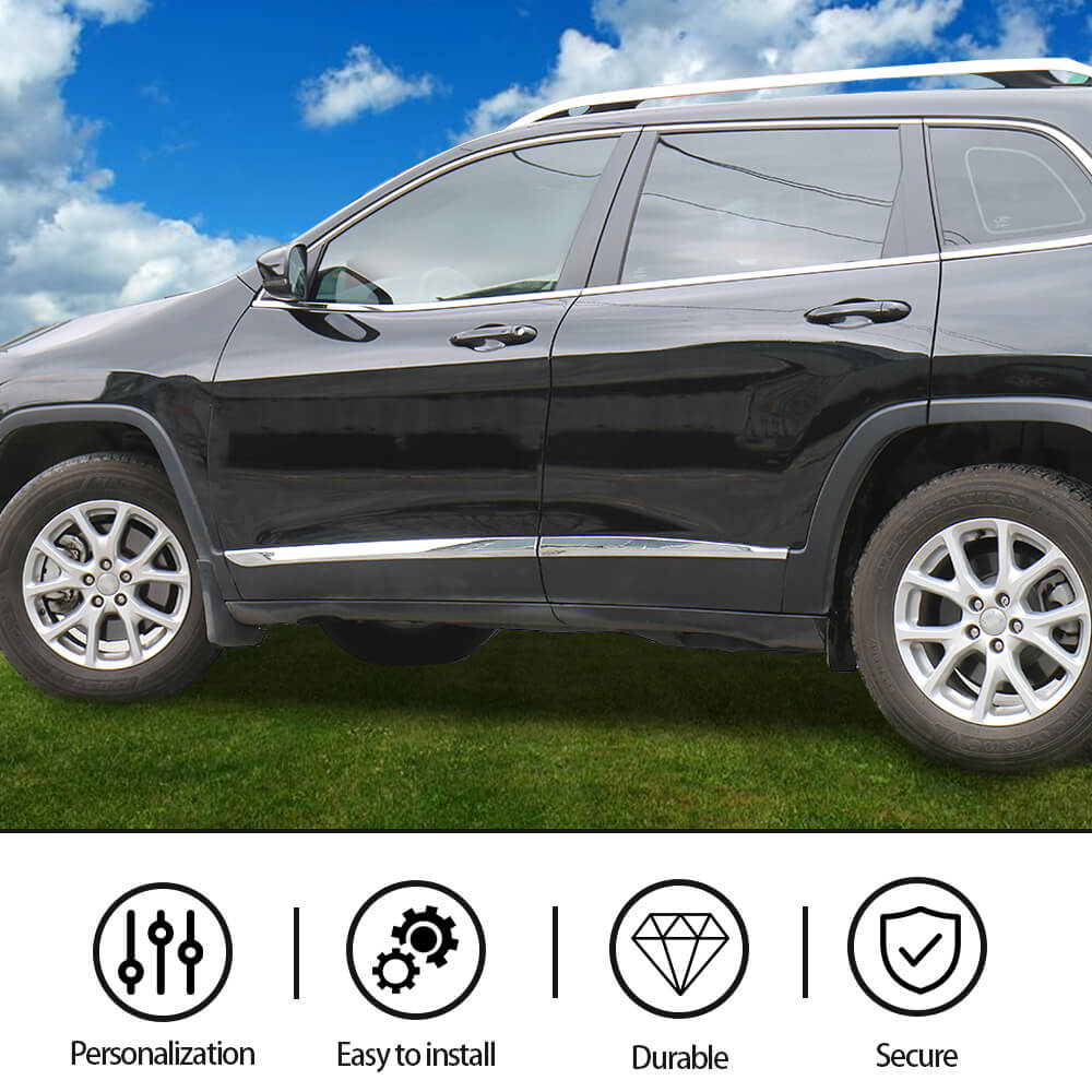 For 2014+ Jeep Cherokee Body Side Door Molding Strip Trim - Image 5