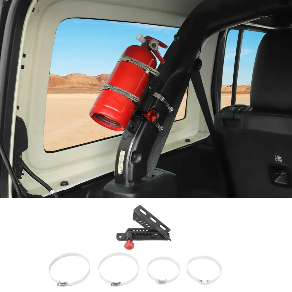For Jeep Wrangler CJ YJ TJ JK JL Quick Release Fire Extinguisher Mount - Aluminum Adjustable UTV Roll Bar Fire Extinguisher Holder Mounting Bracket