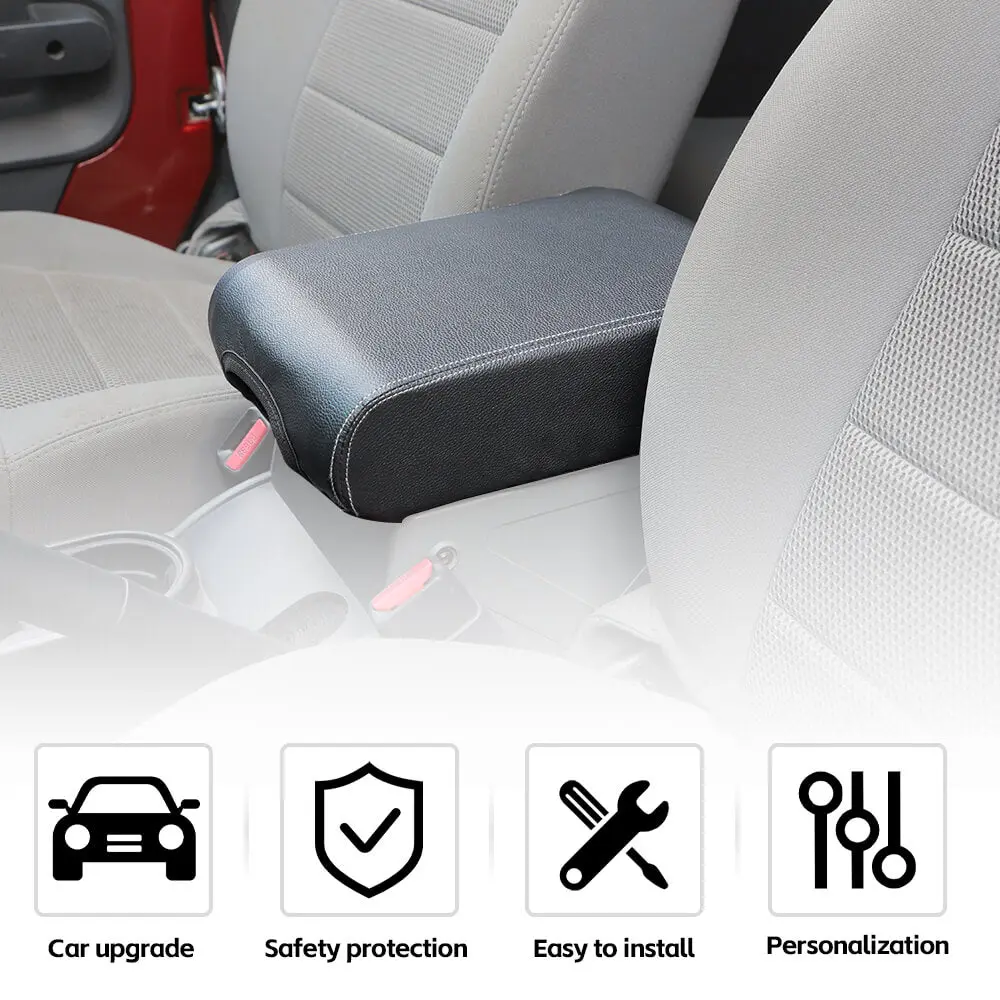 For 2007-2010 Jeep Wrangler JK Car Center Console Armrest Cover Black - Image 9