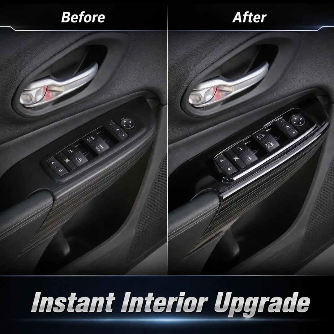 For 2014+ Jeep Cherokee Car Door handle Button Switch Bezel Panel Trim - Image 2