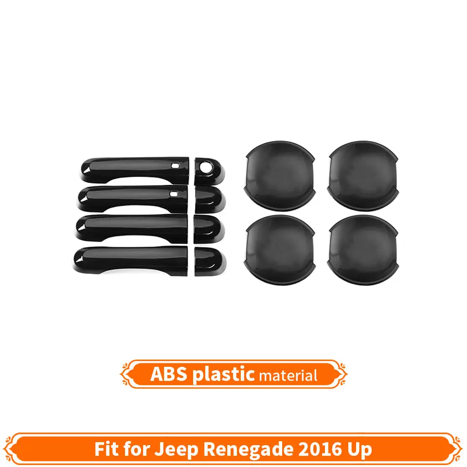 For 2015+ Jeep Renegade Door Handle Cover Smart Keyhole & Cup Bowl Trim - Image 4