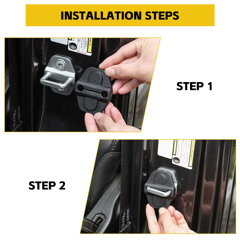 For 2018+ Jeep Wrangler JL 2-Door Car Door Lock Latch Protect Cover Trim - Image 5